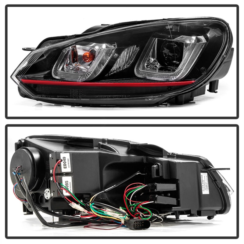SPYDER 5082046 -Spyder Volkswagen Golf / GTI 10-13 Version 3 Projector Headlights - Black PRO-YD-VG10V3R-DRL-BK