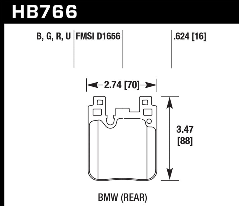 Hawk Performance HB766U.624 - Hawk BMW M4 DTC-70 Race Rear Brake Pads