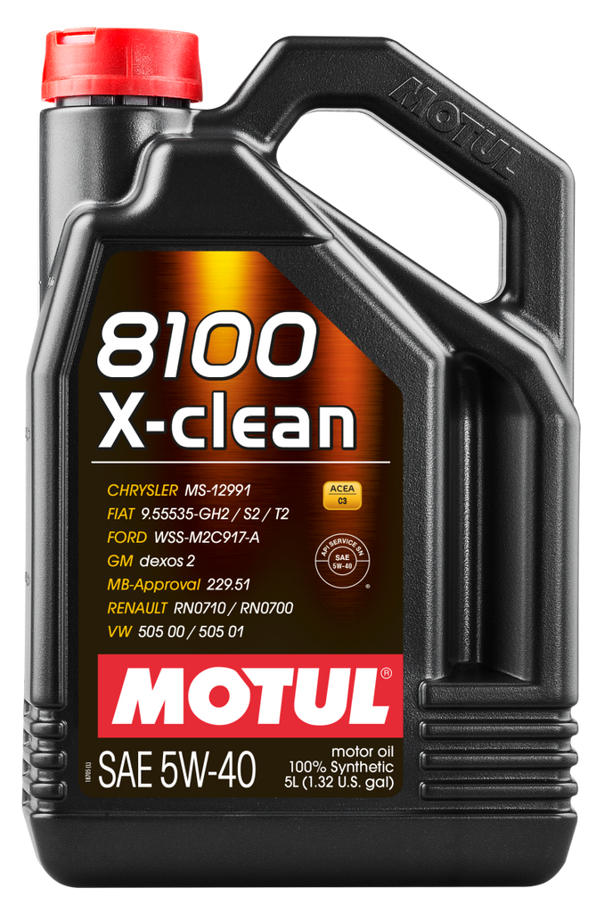 Motul 5L Synthetic Engine Oil 8100 5W40 X-CLEAN C3 -505 01-502 00-505 00-LL04