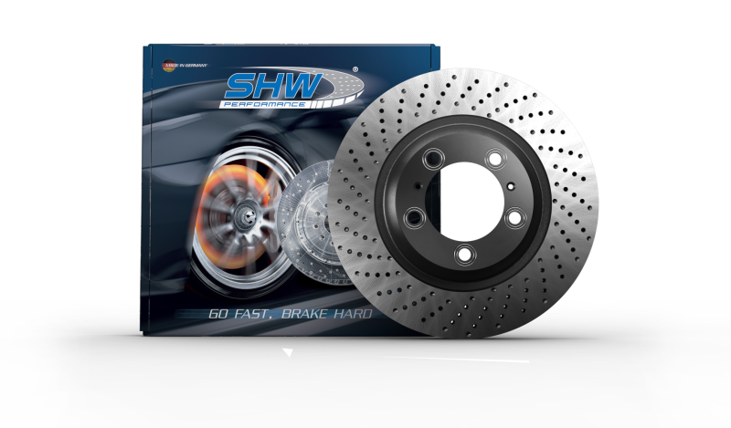 SHW Performance PRR31224 -SHW 15-16 Porsche 911 Carrera 4 GTS 3.8L w/o Ceramic Brake Right Rear Drilled-Dimpled MB Brake Rotor