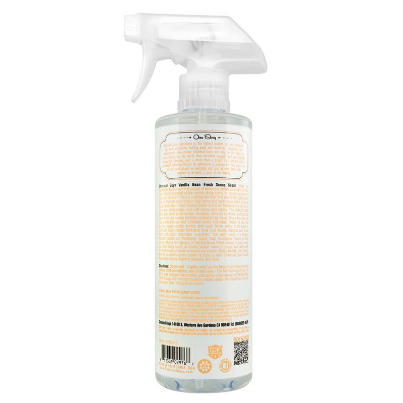 Chemical Guys AIR23116 - Vanilla Bean Air Freshener & Odor Eliminator - 16oz