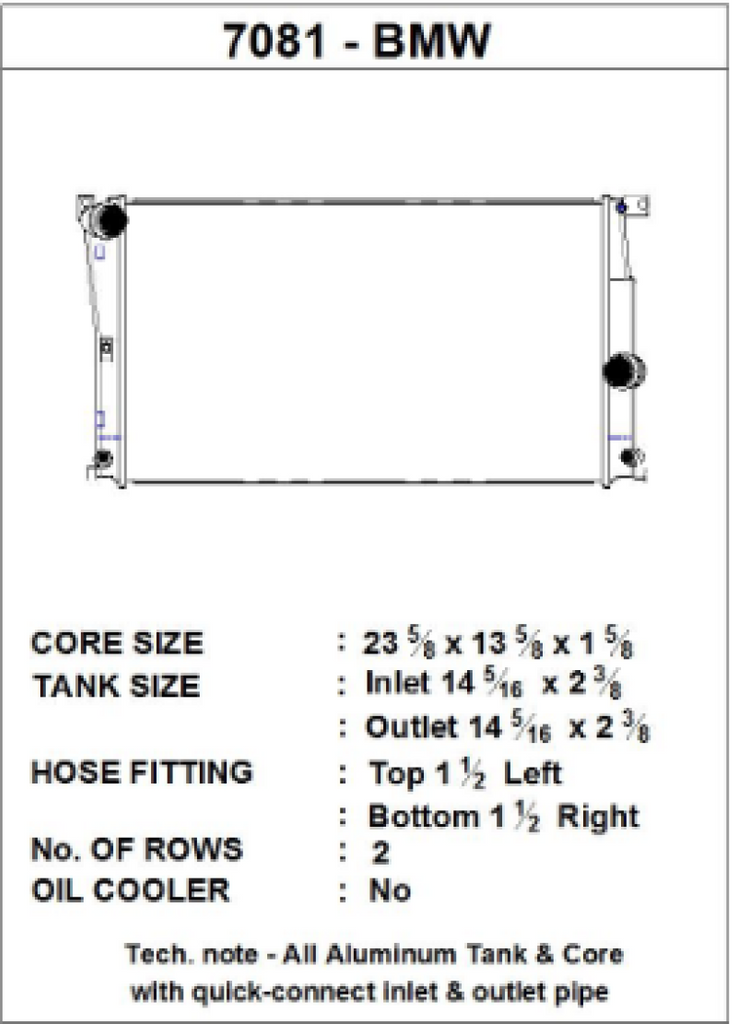 CSF 7081 - BMW 2 Seires (F22/F23) / BMW 3 Series (F30/F31/F34) / BMW 4 Series (F32/F33/F36) A/T Radiator