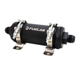 Fuelab 86833 - PRO Series In-Line Fuel Filter (10gpm) -10AN In/-10AN Out 6 Micron Fiberglass - Matte Black